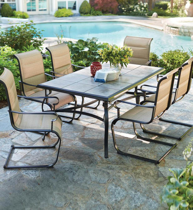 NEW Durable Luxury Outdoor 7 Piece Patio Table Chairs Dining Set Rust ...
