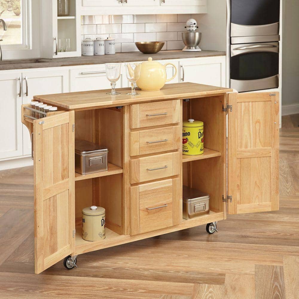 International Concepts 26 in. W Solid Wood Rolling Kitchen Cart in