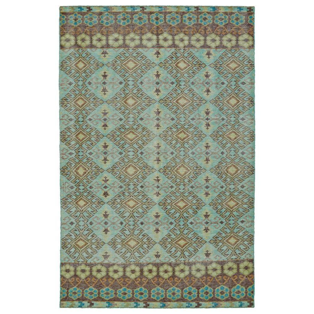 Kaleen Relic Turquoise 5 ft. 6 in. x 8 ft. 6 in. Area Rug-RLC04-78-5686 ...
