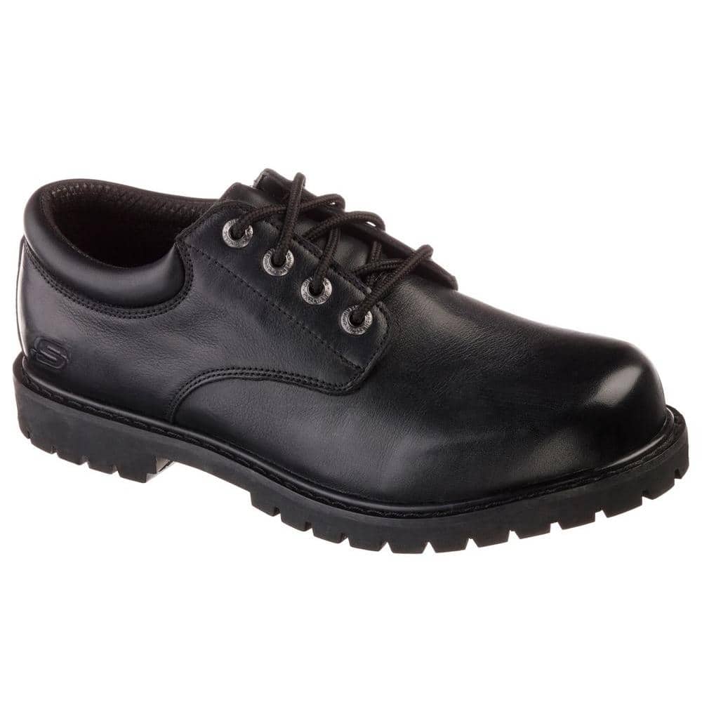 Skechers Cottonwood - Elks Men Size 9.5 Black Leather Work Shoe-77041 ...