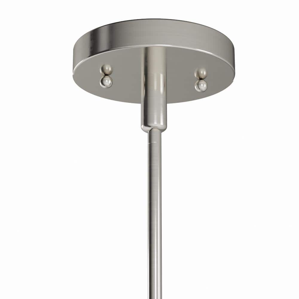 Pendant light featuring a brushed nickel finish