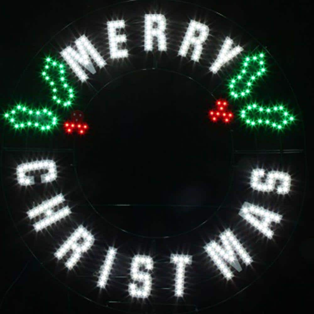 Red/Green/White LED Message - Merry Christmas Wreath-7407437UHO - The ...