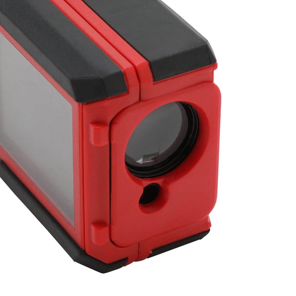 An impact-resistant overmolded case protects the laser