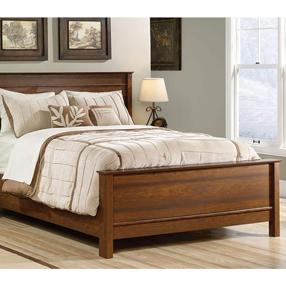 SAUDER Carson Forge Washington Cherry Queen Bed Frame-415137 - The Home
