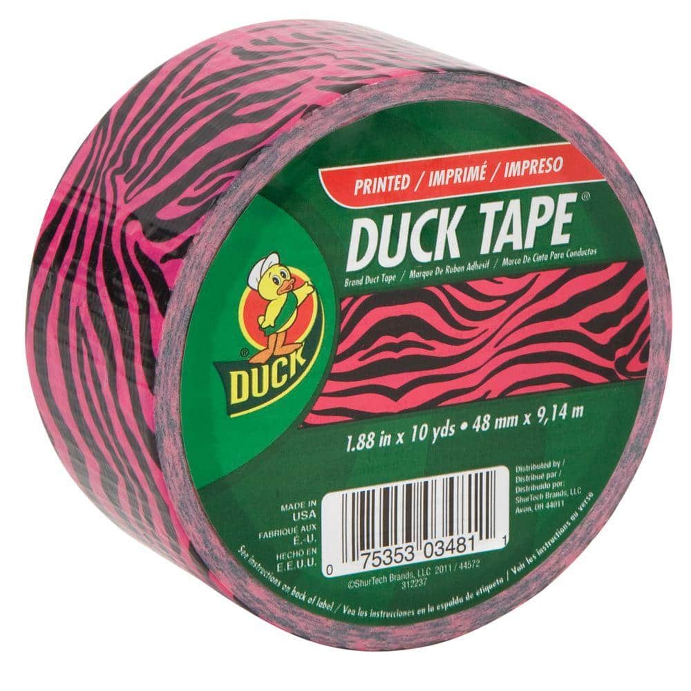 Duck 1.88 x 10 yd All Purpose Duct Tape Pink Zebra Print (6-Pack ...