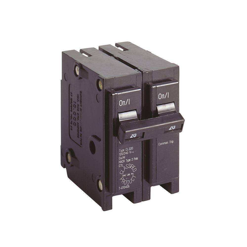 Eaton 20 Amp 1 in. Double-Pole Type CL Circuit Breaker ... 20 amp circuit wiring 