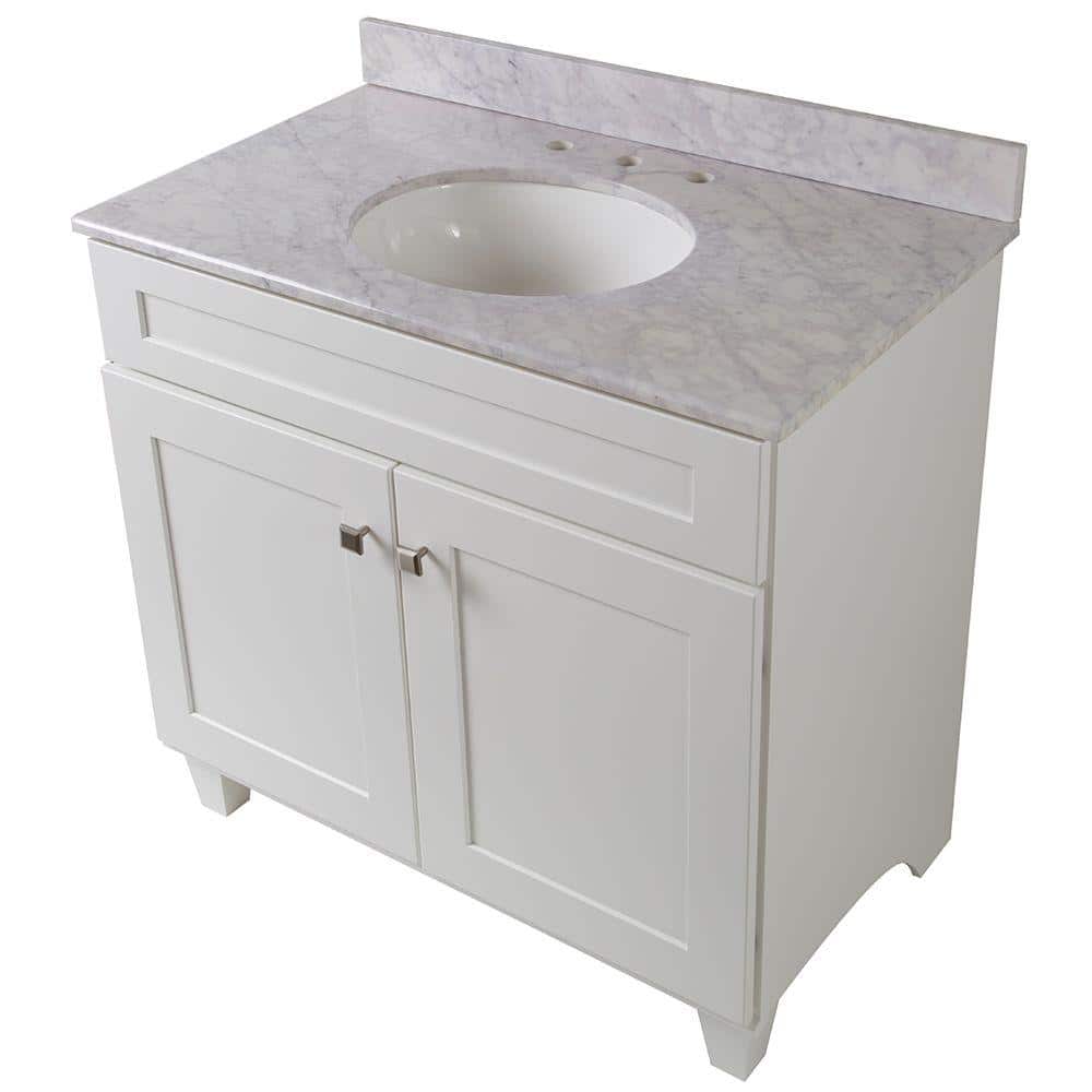 Home Decorators Collection Creeley 37 in. Vanity in Classic White with ...