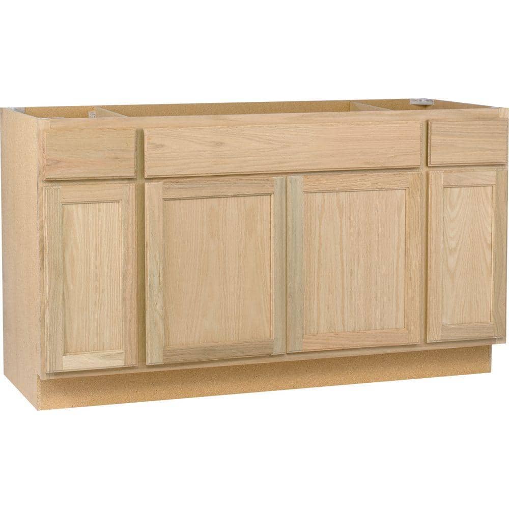 Assembled 60x34.5x24 in. Sink Base Kitchen Cabinet in Unfinished Oak ...