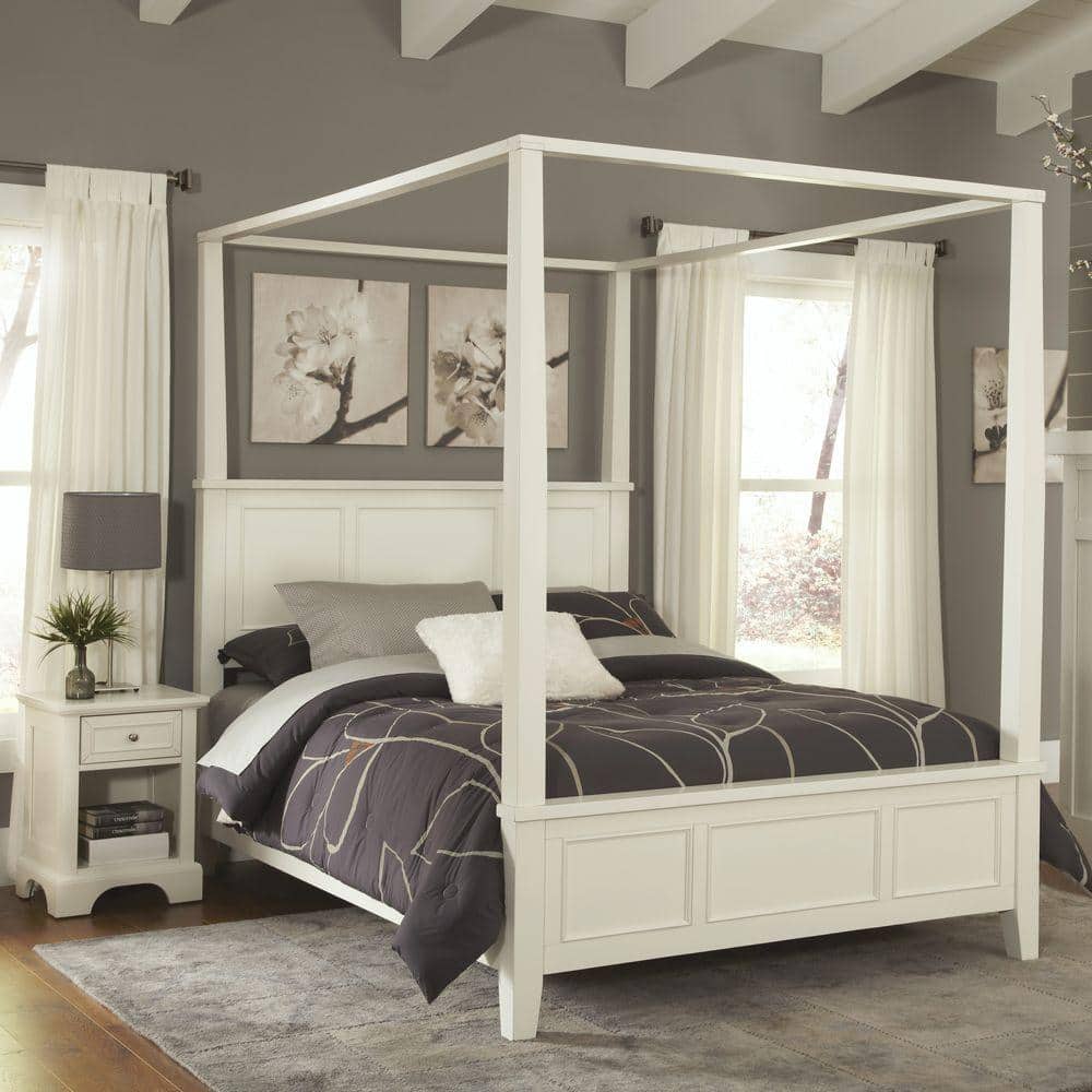 Home Styles Naples White King Canopy Bed-5530-610 - The Home Depot