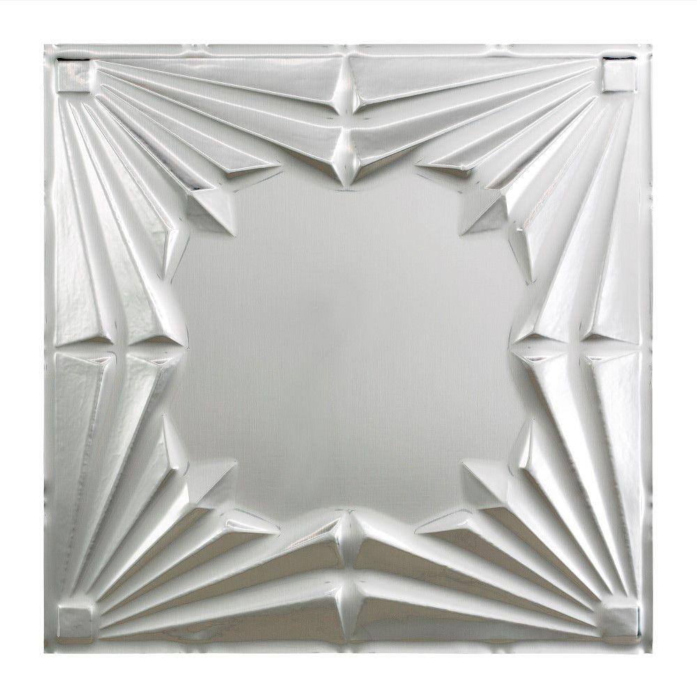 Fasade Art Deco - 2 ft. x 2 ft. Lay-in Ceiling Tile in Brushed Aluminum