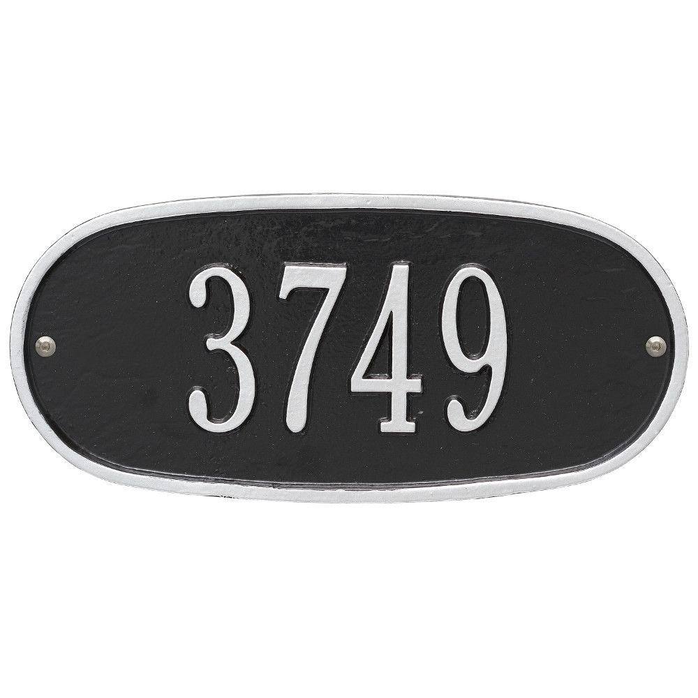 Whitehall Products Fast and Easy Oval House Number Plaque, Black/Silver ...