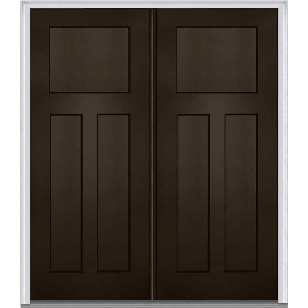 Milliken Millwork 64 in. x 80 in. Right-Hand Inswing Craftsman 3-Panel ...