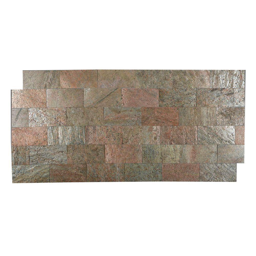 FastStone+ Copper 3 in. x 6 in. Slate Peel and Stick Wall Tile (5 sq