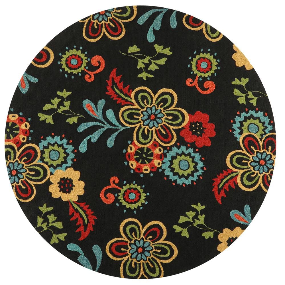 Home Decorators Collection Tilly Black 8 ft. x 8 ft. Round Indoor ...