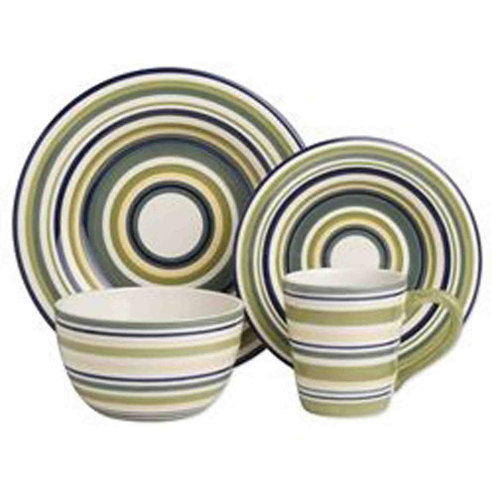 TAG Sonoma 16-Piece Dinnerware Set in Celadon Stripe-TAG556112 - The ...