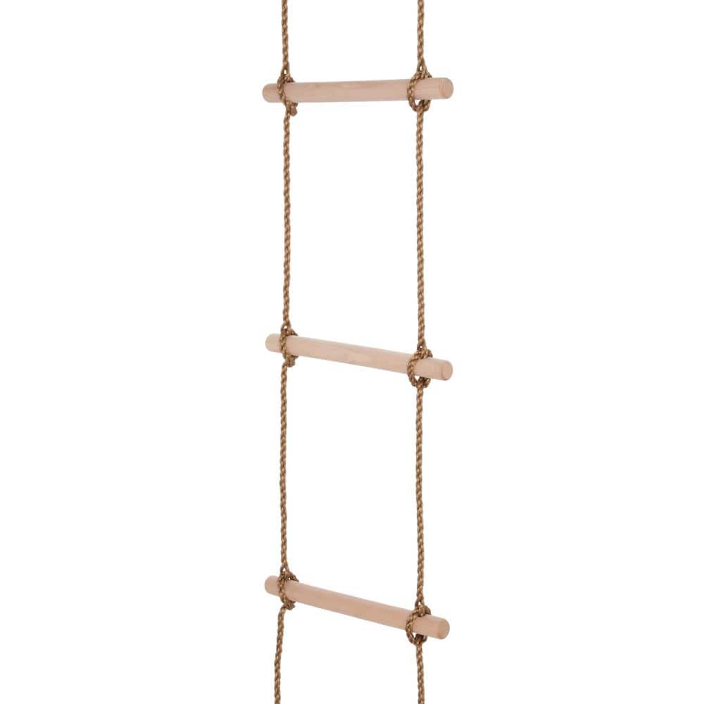 1 x Wooden Rope Ladder with Support Straps and Connection Hooks Set for Children 