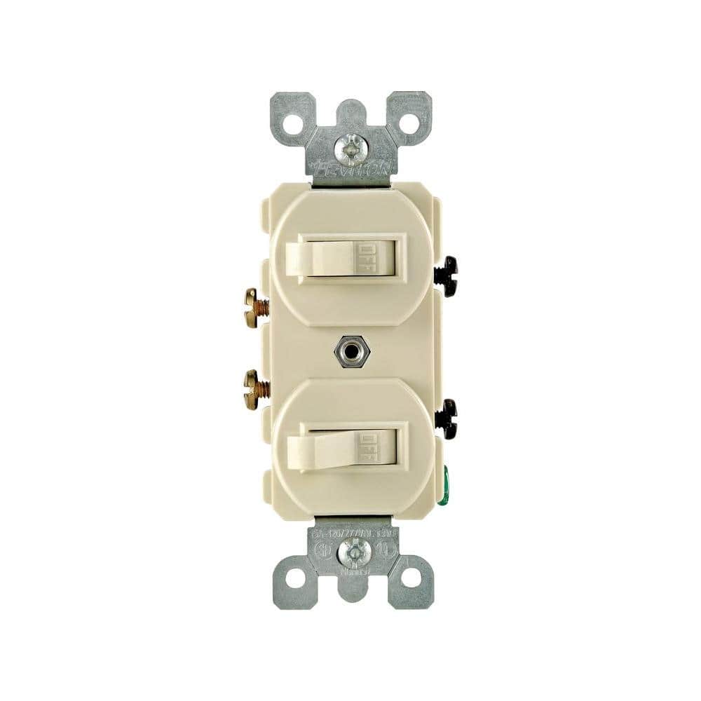 Leviton 15 Amp Single-Pole Double Rocker Switch, Ivory-R51 ... leviton single pole light switch diagram 