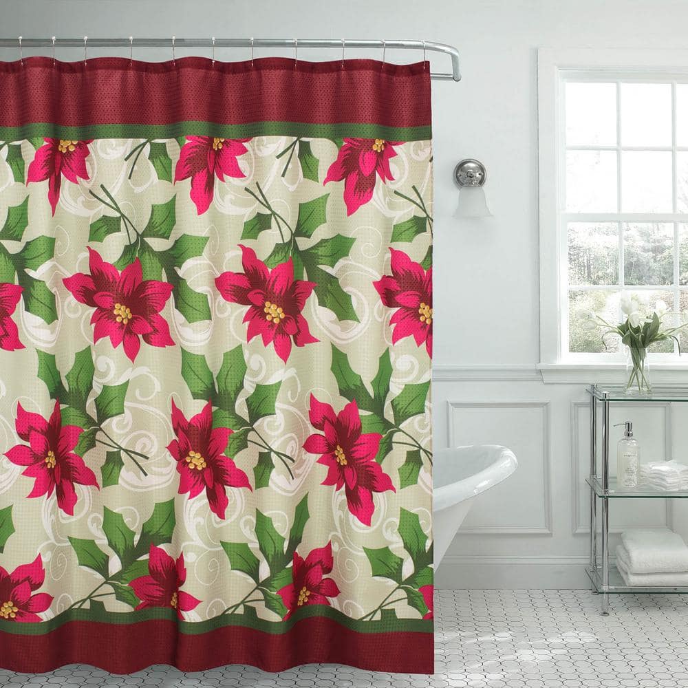 Famous Home Fashions Hip Squares Red Shower Curtain-901745 - The Home Depot