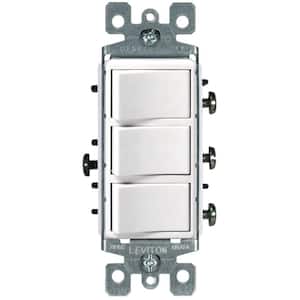 Leviton Decora 15 Amp 3-Rocker Combination Switch, White ... stacked light switch wiring diagram 