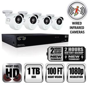 Night Owl Security Integrated Battery Backup 8 Channel 4-Camera 1080p HD Video Surveillance System