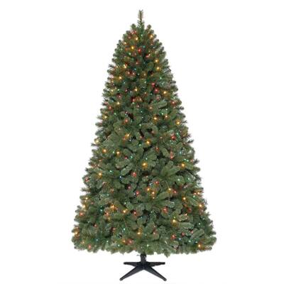 Home Accents Holiday 7.5 ft. Pre-Lit Wesley Pine Quick Set Christmas Tree with Multi-Color Lights WEST1400650MT1