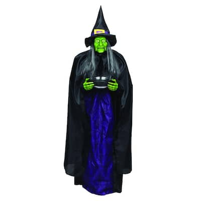 Home Accents Holiday 5 ft. Standing Bobblehead Witch with Halloween ...