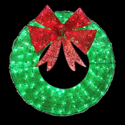 Home Accents Holiday 36 in. LED Green Sparkling Tinsel Wreath-W12L0445 ...