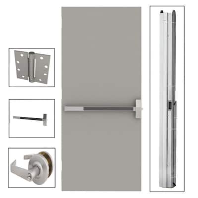 L.I.F Industries 36 in. x 80 in. Flush Gray Steel Commercial Door with ...