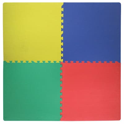 Best Step Primary-Color 2 ft. Square Interlocking Foam Mats (4-Pack)
