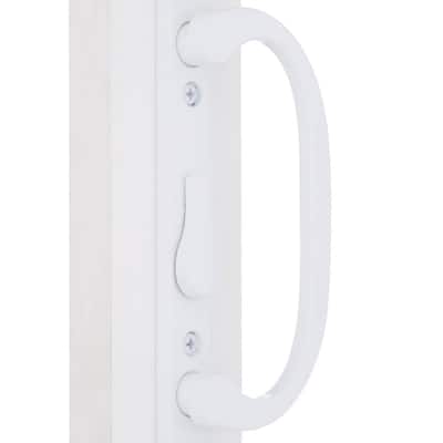 Patio door handle featuring a bright white finish