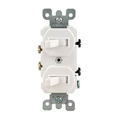 Leviton 15 Amp Combination Double Rocker Switch, White-R62 ... decor rocker light switch wiring diagram 