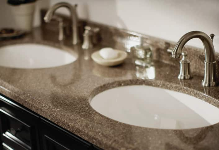 Need New Bathroom Countertops See What Vanity Top Surface Materials Are Available And How They Stand Up To Water Soap Toothpaste And Cosmetics