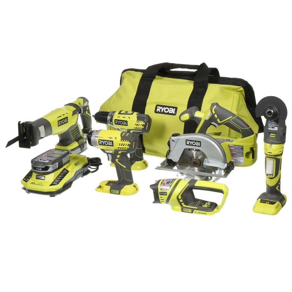 Ryobi 18-Volt ONE  Lithium-Ion Ultimate Combo Kit (6-Tool)-P884 ...