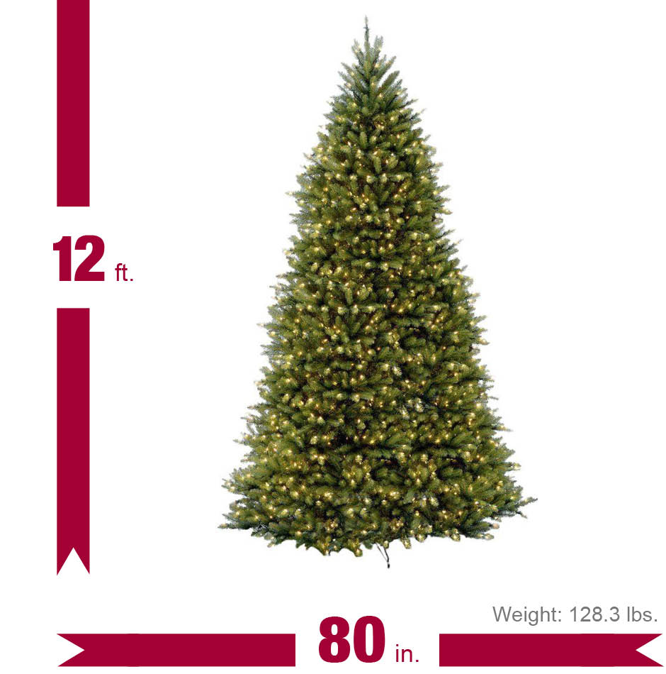 12 ft. Dunhill Fir Artificial Christmas Tree with 1500 Clear Lights ...