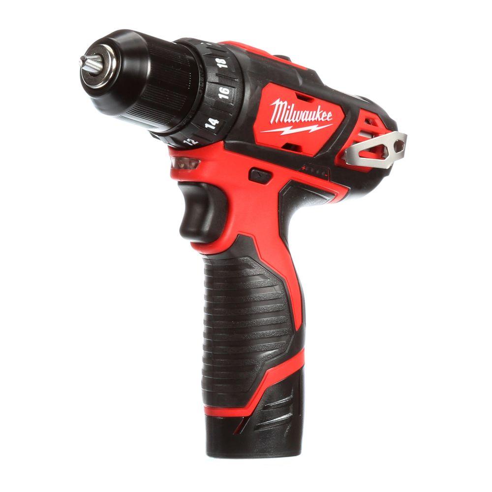 Milwaukee M12 12-Volt Lithium-Ion 3/8 in. Cordless Drill/Driver Kit ...