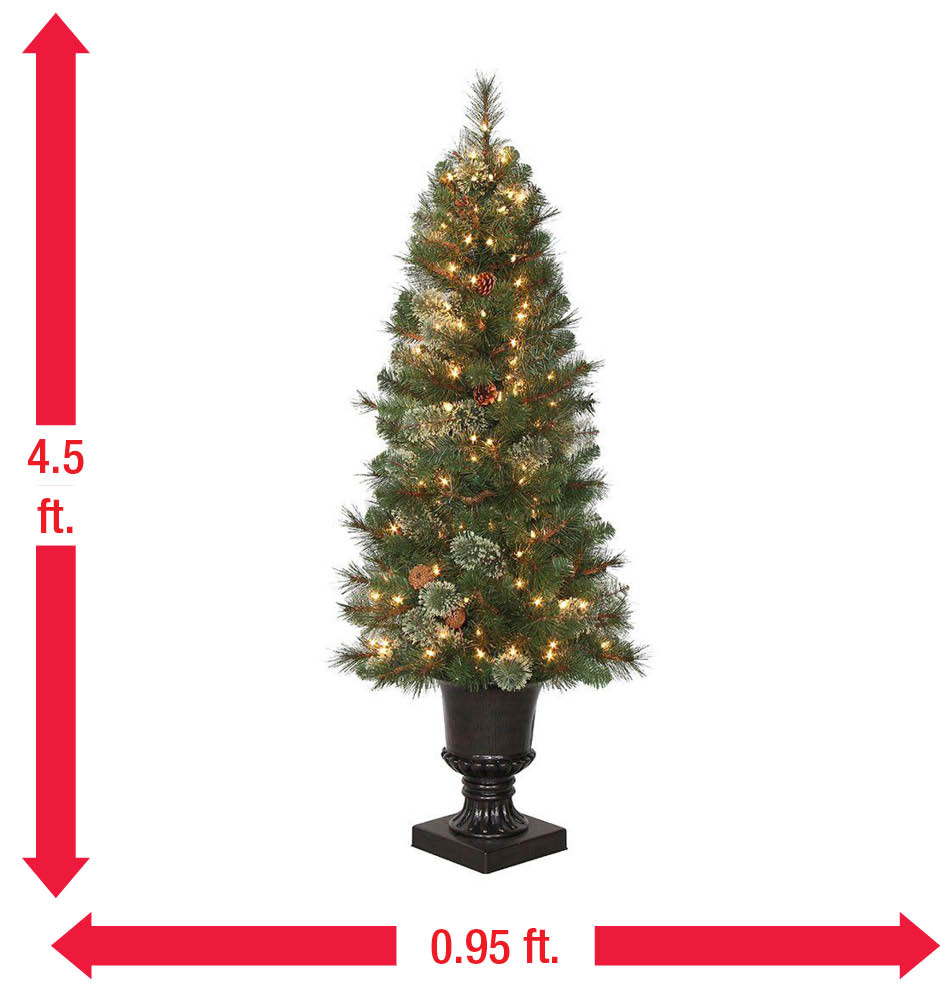 4.5 ft. Pre-Lit LED Alexander Pine Artificial Christmas Potted Tree x ...